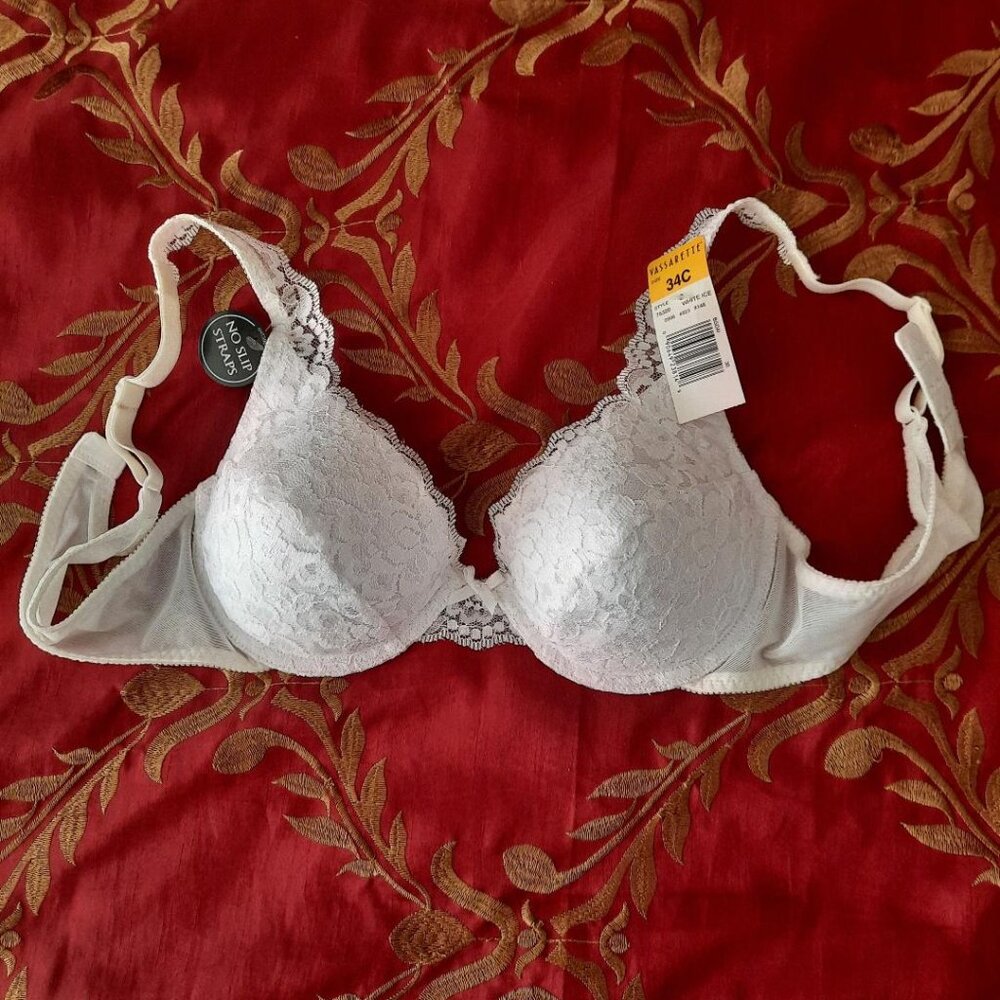 Vassarette White Lace Push Up Bra 34C NEW